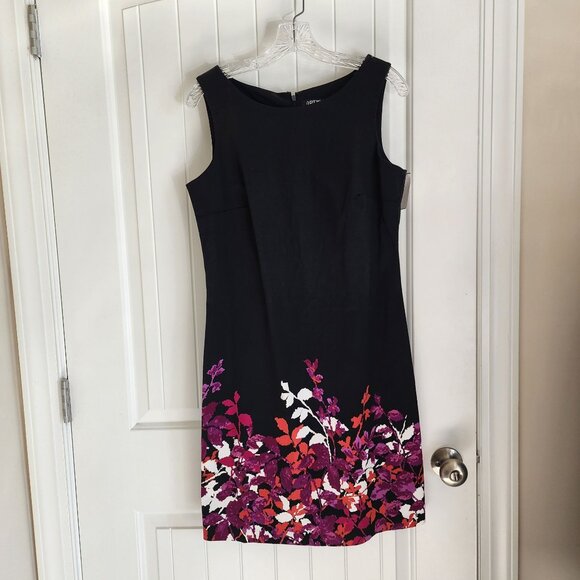 Apt. 9 Black Sleeveless Floral-Print Sheath Dress With Zipper Back & Scoop Neck - Picture 7 of 7